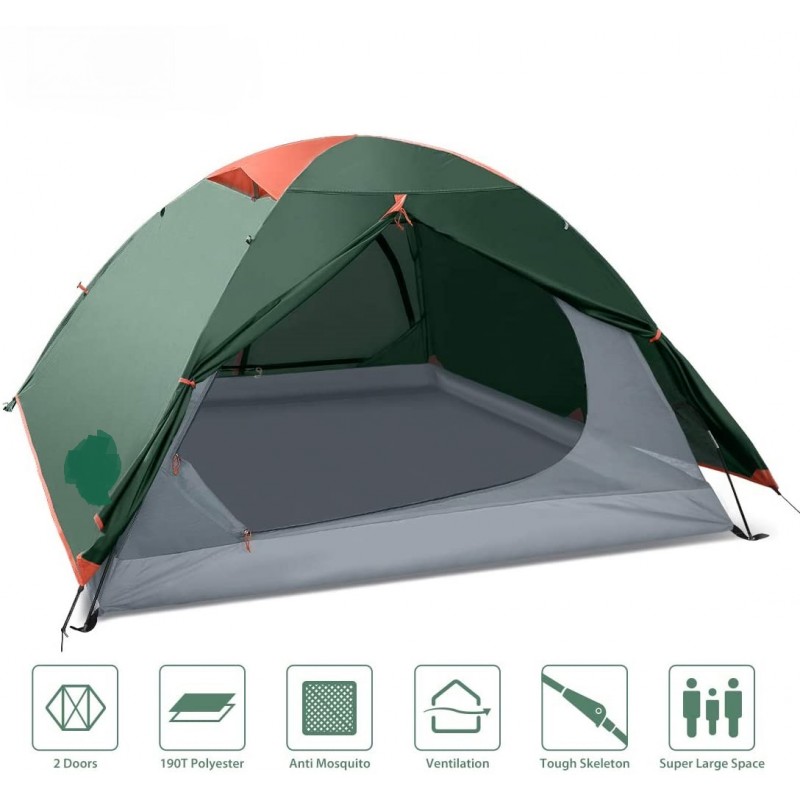 Mighty Rock Camping Tents 2Person Lightweight Backpacking Tents for Hiking Camping Outdoor Travel, Waterproof Pestproof Windproof Double Layer Easy Setup Dome Tent